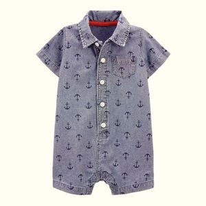 Carter's Anchor Snap-Up Romper in Chambray Denim